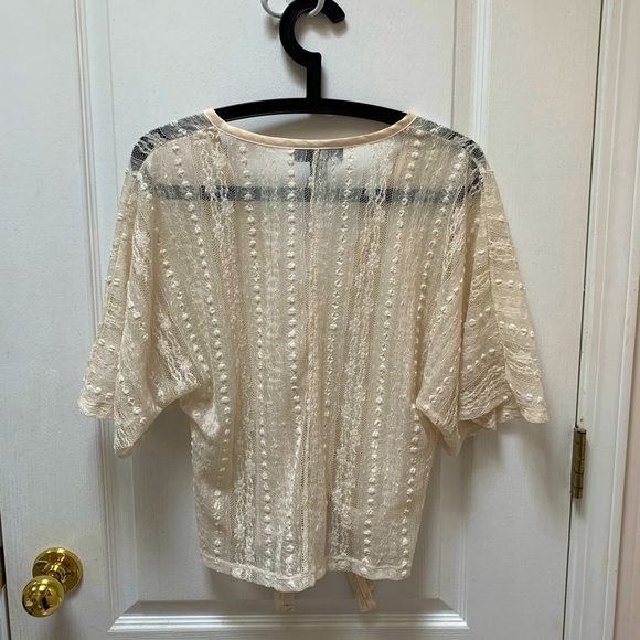 Lace Button-down Cardigan with Tie - Picture 2 of 4
